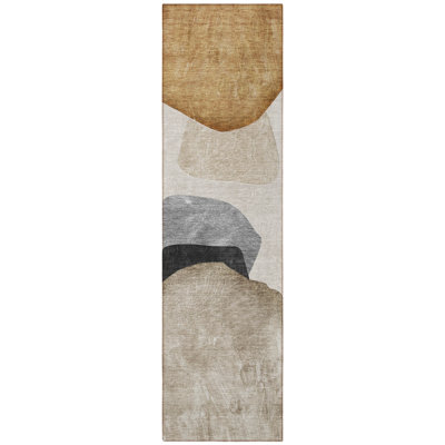 Tapis de couloir d'extérieur 8 pi brun et gris