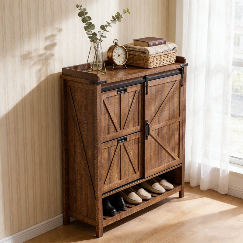 Armoire de rangement pour chaussures Farmhouse 2, Brun
