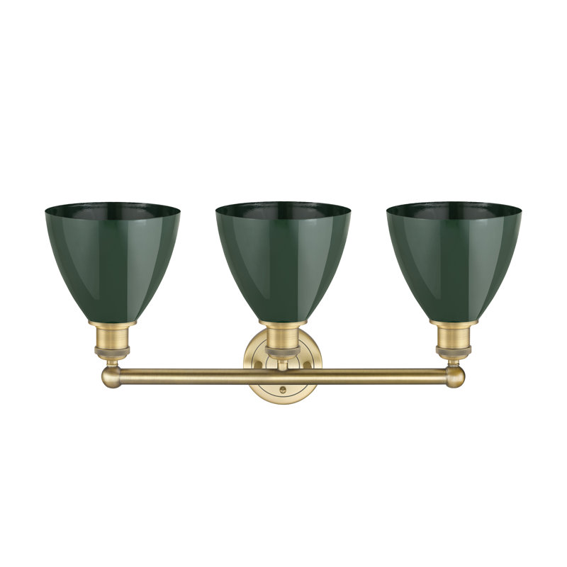 Anglie 3 - Light Dimmable Vanity Light, Green, Brushed Brass