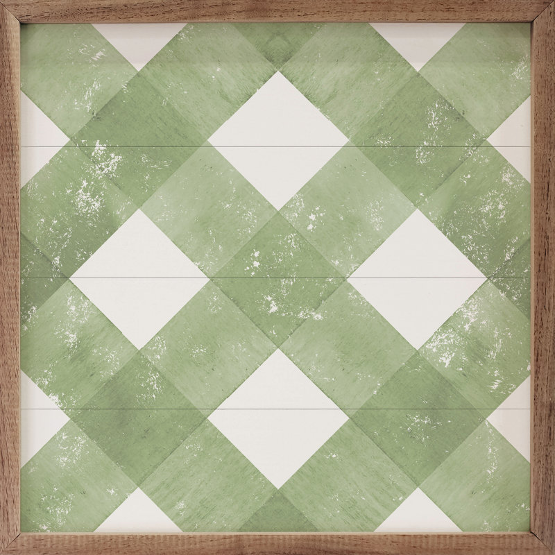 Pattern Green Plaid On White, 4'' H x 4'' W x 1" D