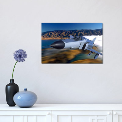 F4 Phantom Flying Over Ukiah, California by Phil Wallick - Wrapped Canvas Print