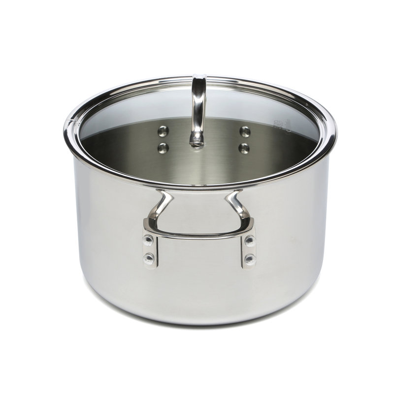 8 qt stock pot avec couvercle Tri-Ply Stainless Steel