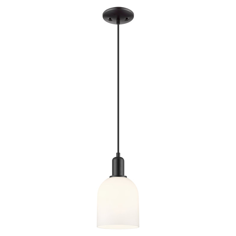 Arcadia - Berbor - Mini-luminaire suspendu à cordon 1 lumière 6 po - Finition noir mat - Abat-jour blanc, Blanc, Noir mat