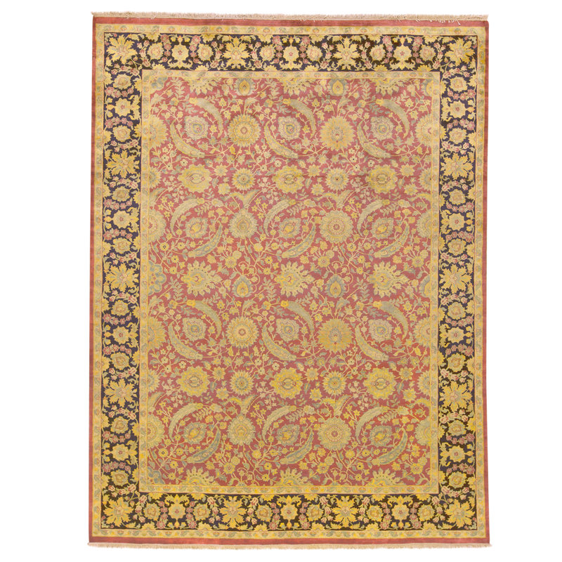 Tapis rouge et noir noué à la main de haute qualité