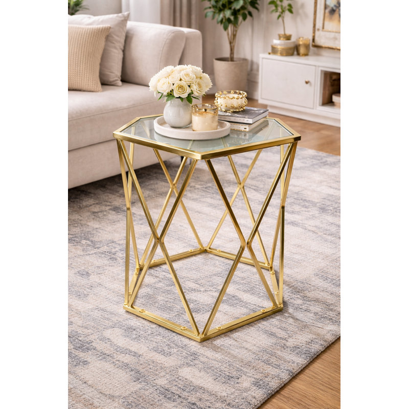 Frese Glass Top Frame End Table