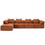 Orange en forme de L, 5 pièces, revêtement en chenille, design combiné, salon moderne modulaire essentiel en orange, chenille, soutien pour un moment de détente-214437718-214437719