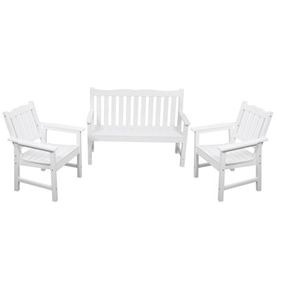 All-weather Garden Bench & Chairs Set, 3-piece Patio Furniture Set, 2 Patio Chairs And 1 Garden Bench