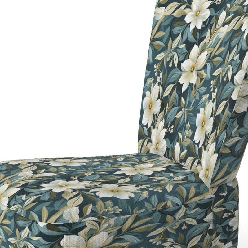 Blanc vert blanc blanc vert rétro Cottage Flowers - Chaise d'appoint rembourrée Cottage