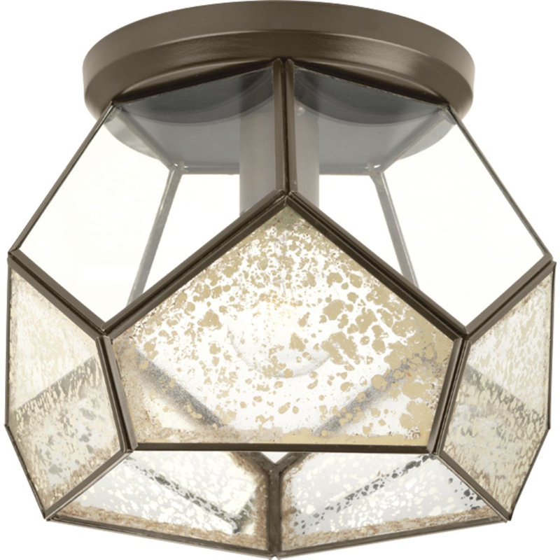 Tiedeman Glass Flush Mount, Antique Bronze, Antique Mirror