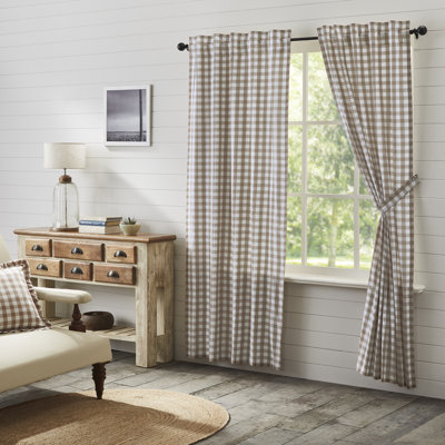 Annie Buffalo Check 100% Cotton Gingham Room Darkening Rod Pocket Curtain Panels