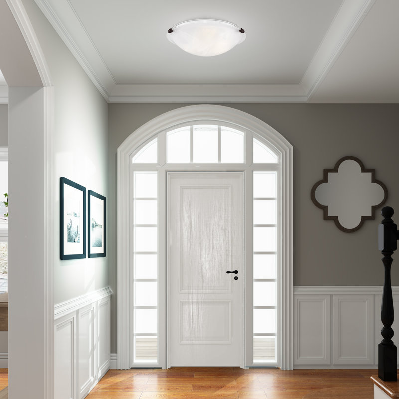 Maynes Glass Flush Mount, White Alabaster Glass, 4.75" H x 16.5" W x 16.5" D