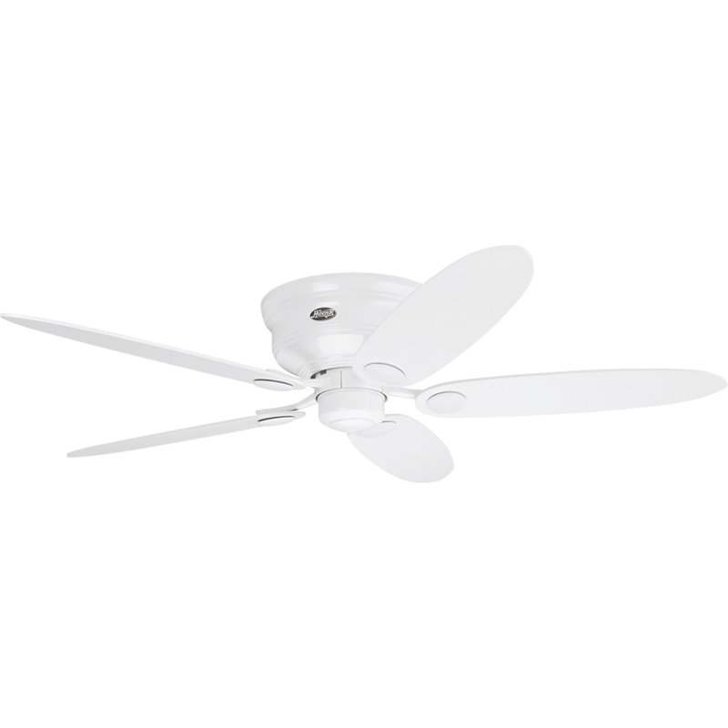 Monatuk 132cm Ceiling Fan with Light Kit, Lacquered White with Lacquered White and Maple Bla
