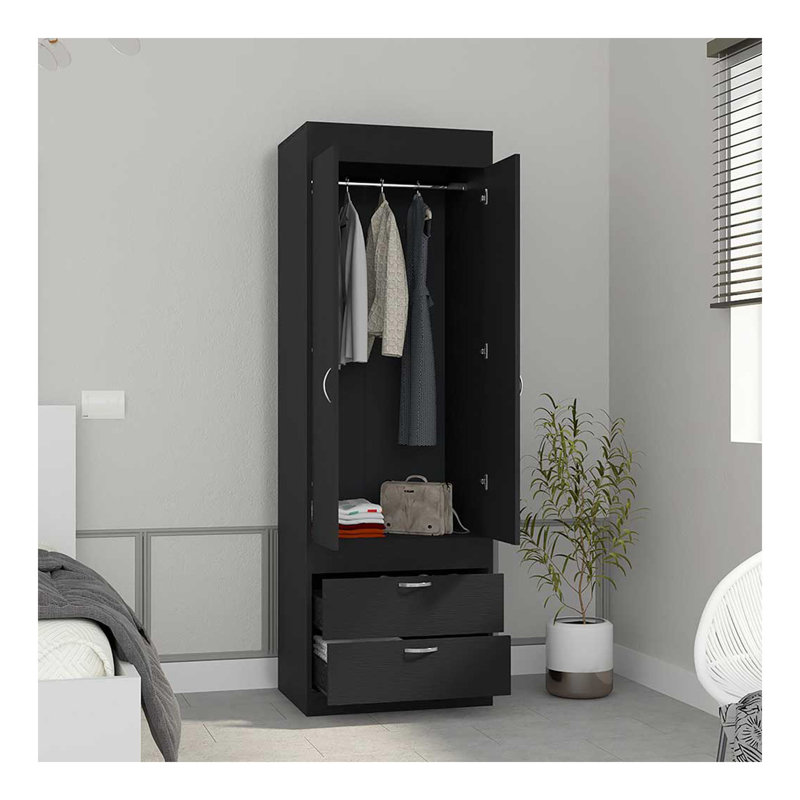 Armoire Tarento, deux tiroirs, finition wengé noir