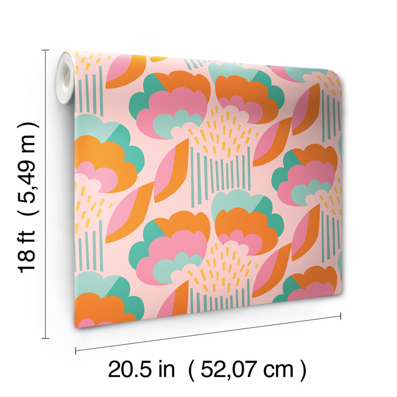 Retro Esme Pink Peel and Stick Wallpaper, Rose