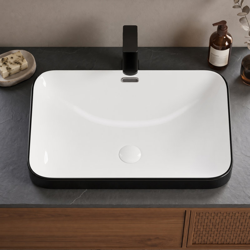 Lavabo vasque de salle de bain, Noir / blanc
