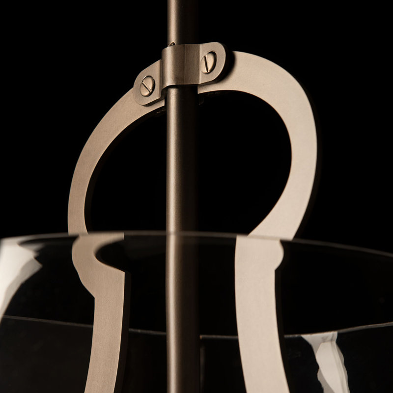 Grand luminaire suspendu Caliper, Verre transparent, Fumée foncée