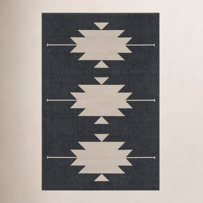 Genesis Charcoal Cream Southwestern Outdoor Rug