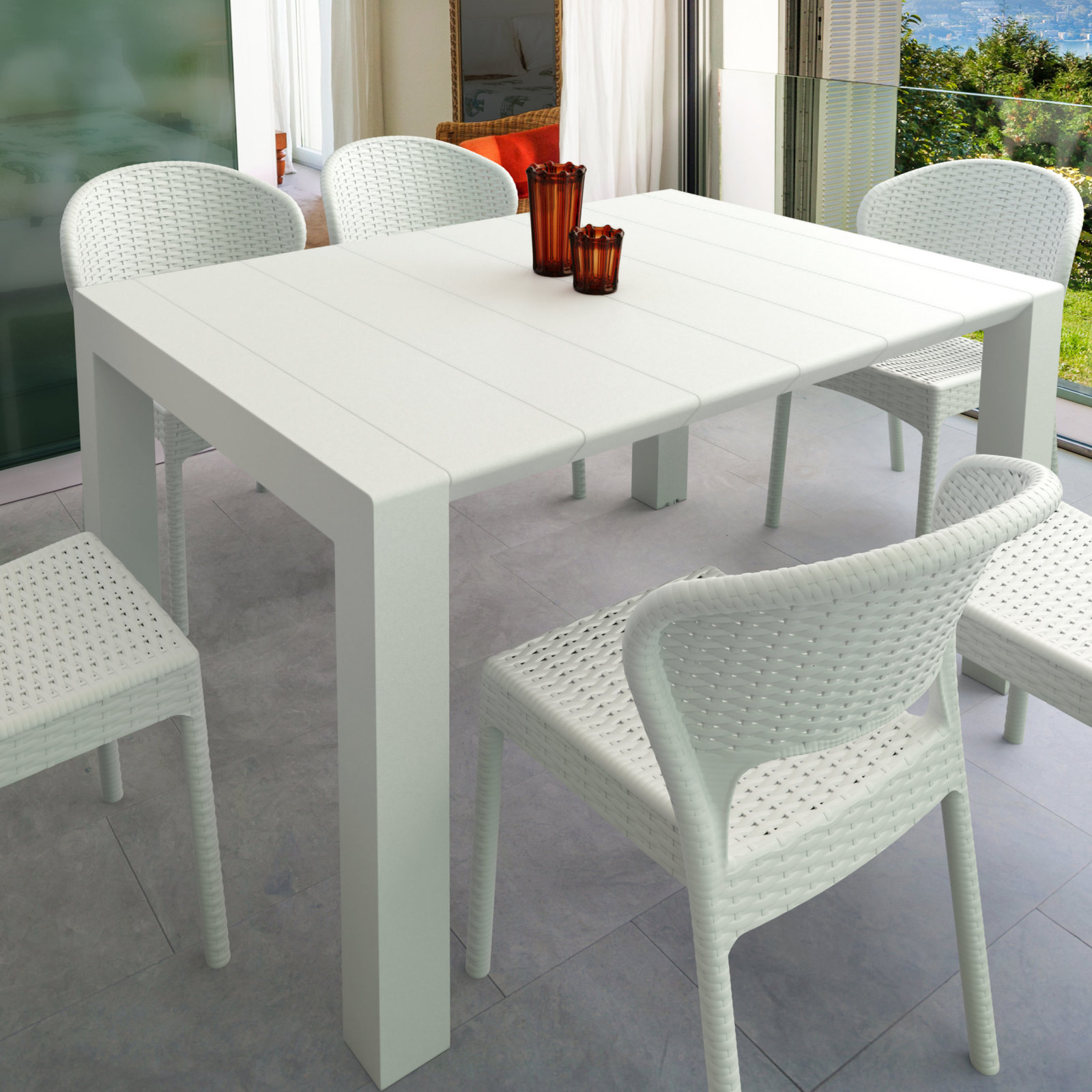 Farrah 39 " Extendable Patio Dining Table, White