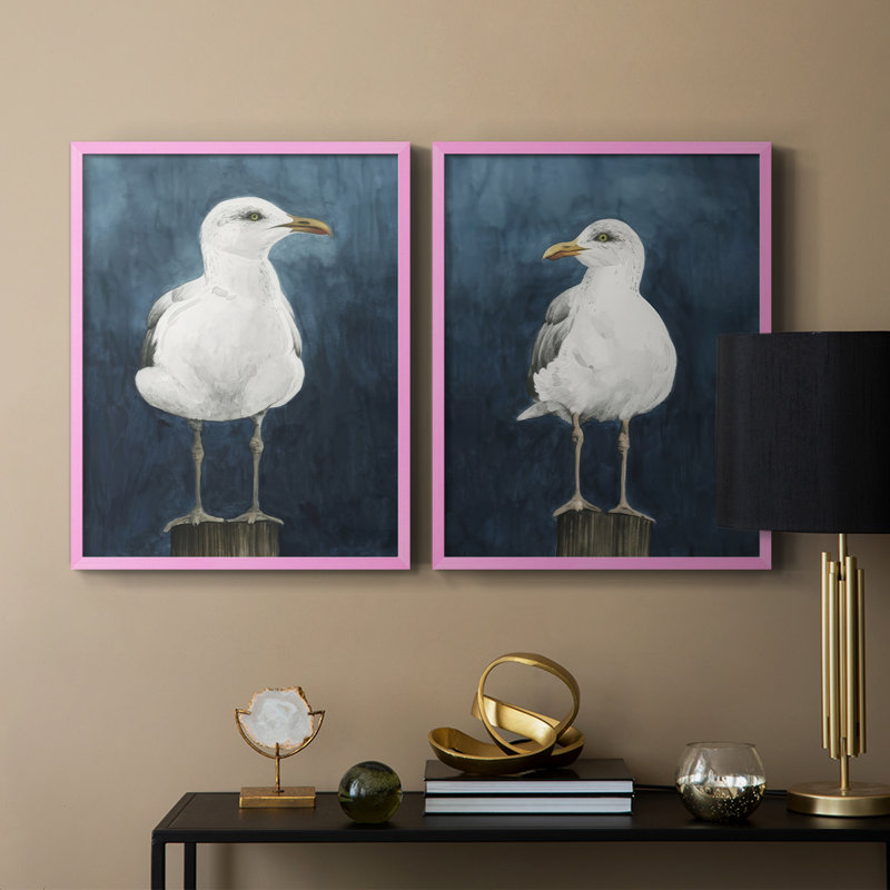 «Night Gull I», reproduction encadrée de qualité supérieure - prête à être accrochée - aucun clou requis - aucun clou requis