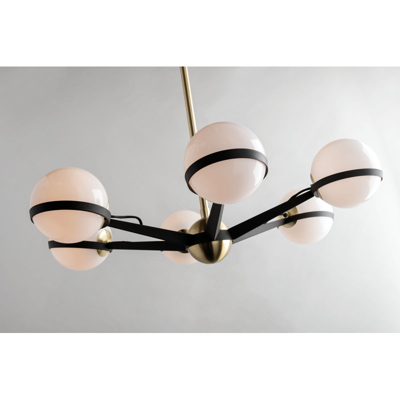 Ace 6 - Light Chandelier, Textured Bronze and Brushed Brass