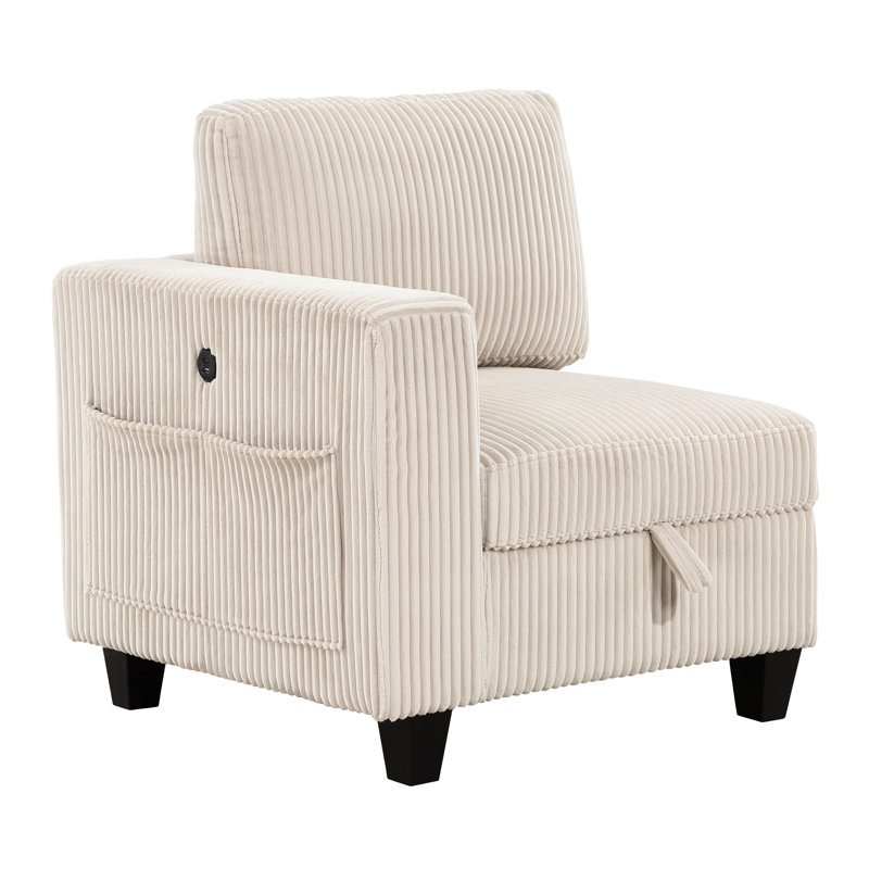 5 modulaires modulaires pour la maison avec rangement, tissu en velours côtelé beige et poches latérales pour espace de vie moderne