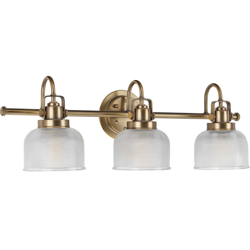 Éclairage pour meuble-lavabo à intensité variable Rosser, Laiton rétro, 8.75"H x 26.25"W x 7.25"D, 3 Lights