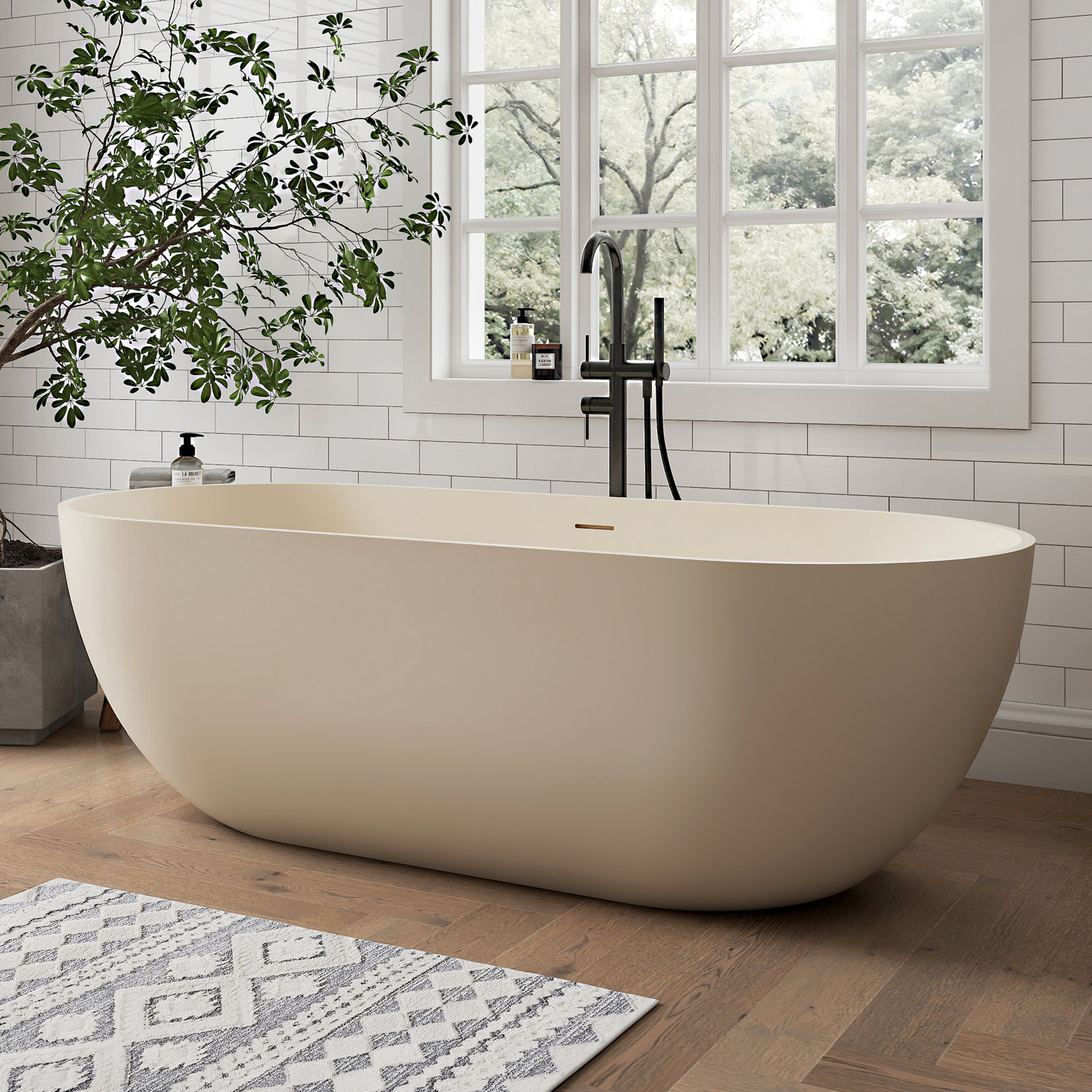 Forma 69" Solid Surface Soaking Bathtub, Milky Coffee
