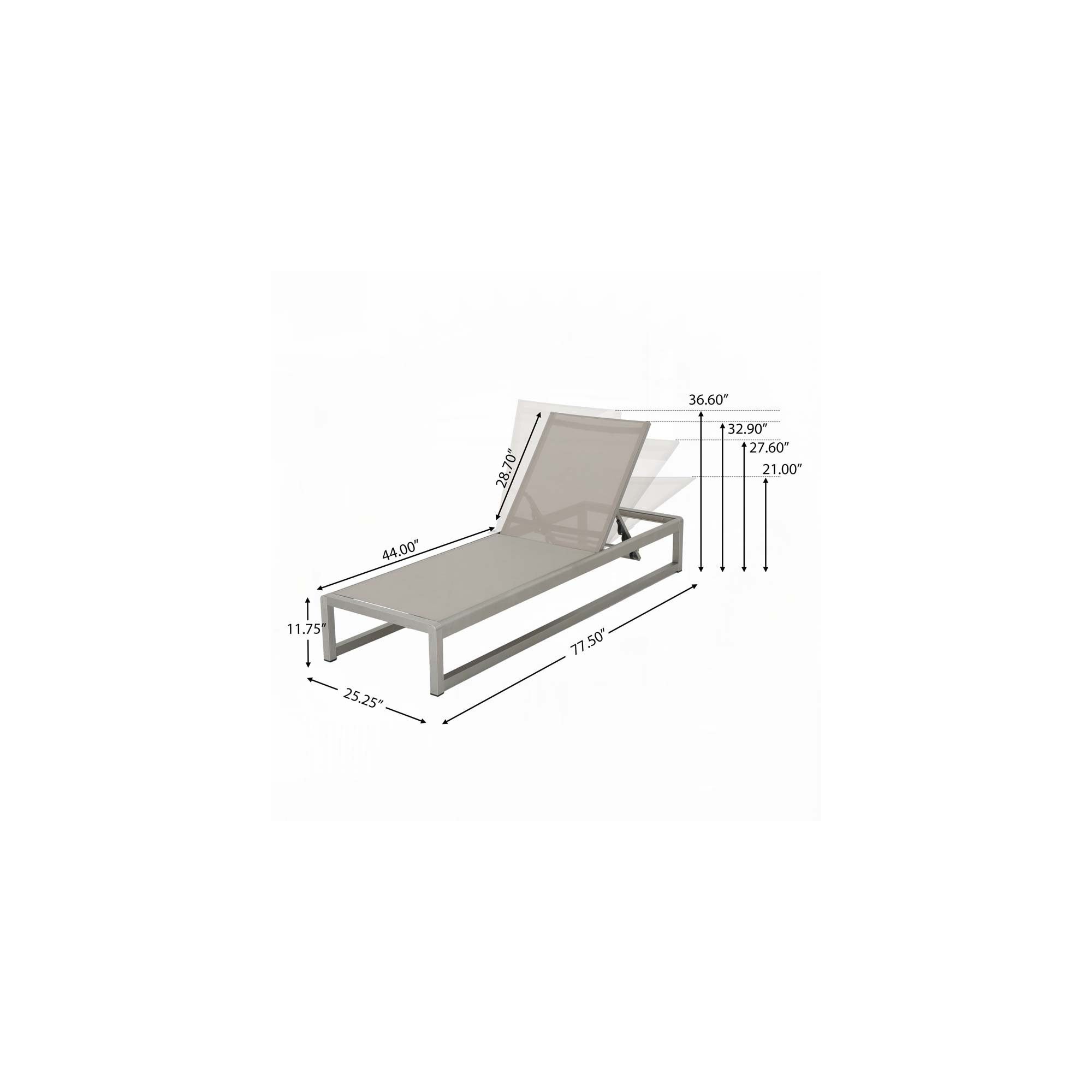 Harper 77" Long Reclining Chaise Lounge Set, Gray/Gray