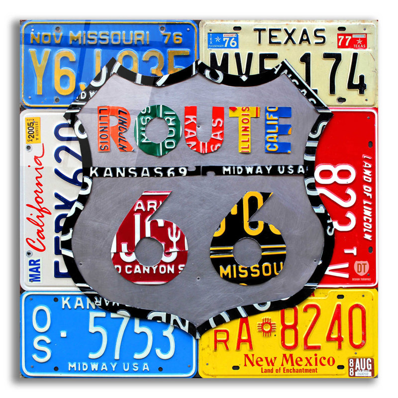 Route 66, panneau de signalisation sur plastique / acrylique par Design Turnpike, H 12 po x l 12 po x P 0,13 po
