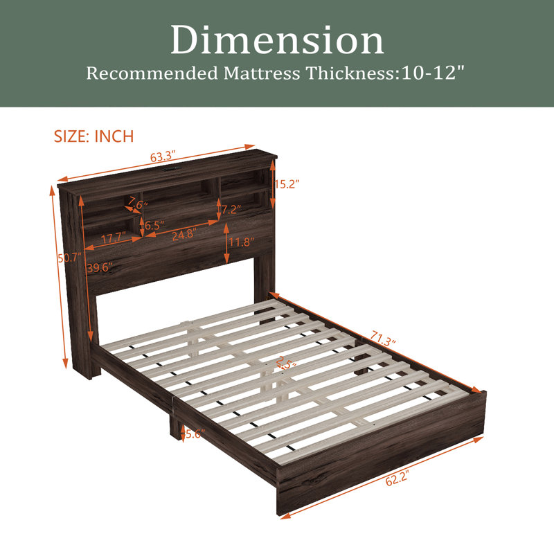 Emmerly Bookcase Bed, Dark Walnut
