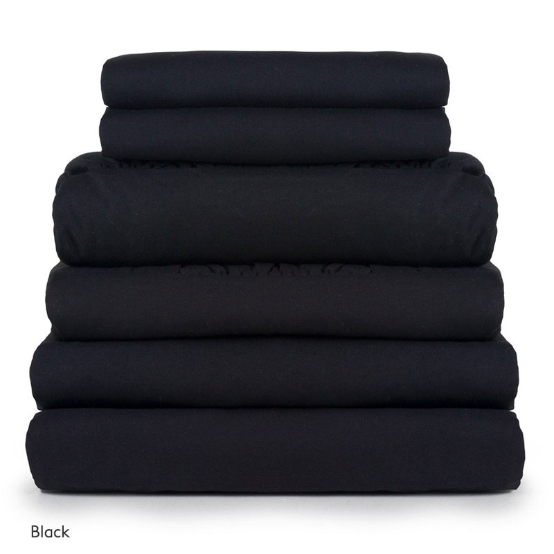 Solid Colour Duvet Cover Set with Pillowcases Included, Black, Single - 1 Standard Pillowcase