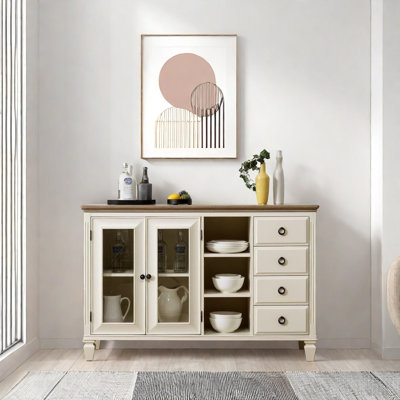 Multifunctional Sideboard with 2 Doors, 4 Drawers