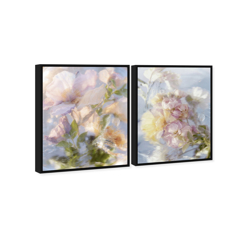Floral Haze Set Set by Oliver Gal, 17"H x 21"W, Black Floater Frame