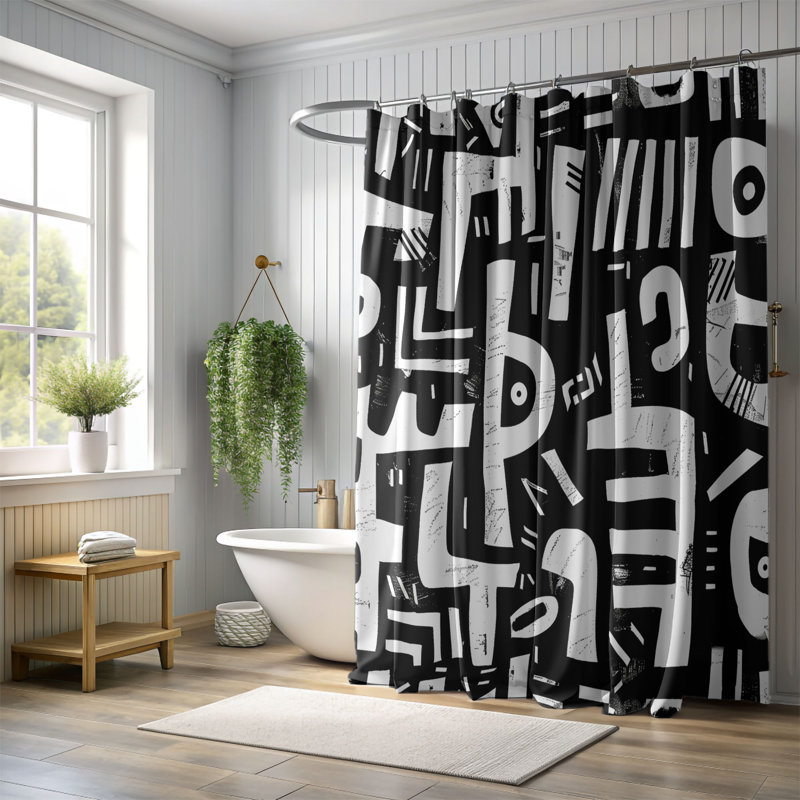 Rideaux de douche standard 1 pièce Picasso-Inspired, H 74 po x l 71 po