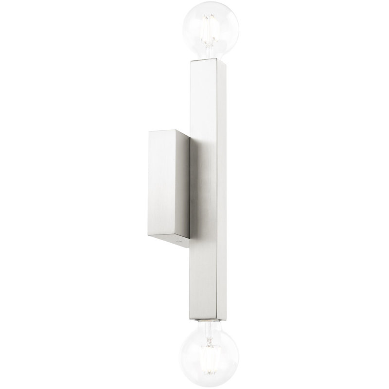 Sleek Minimalist Brushed Nickel 2-Light Wall Sconce