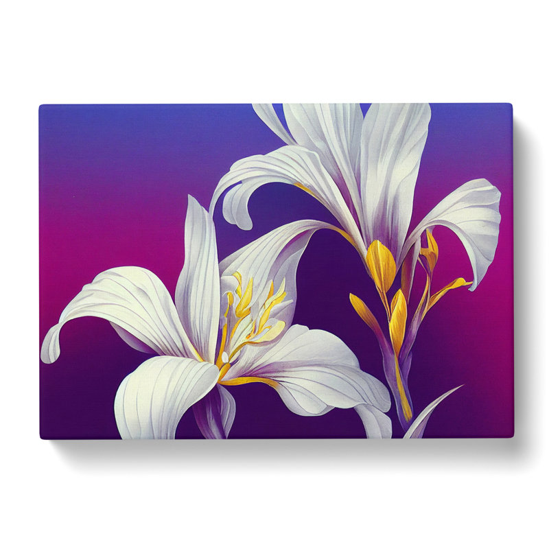 Glowing Iris Flowers - Wrapped Canvas Print, 35cm H x 50cm W x 3cm D