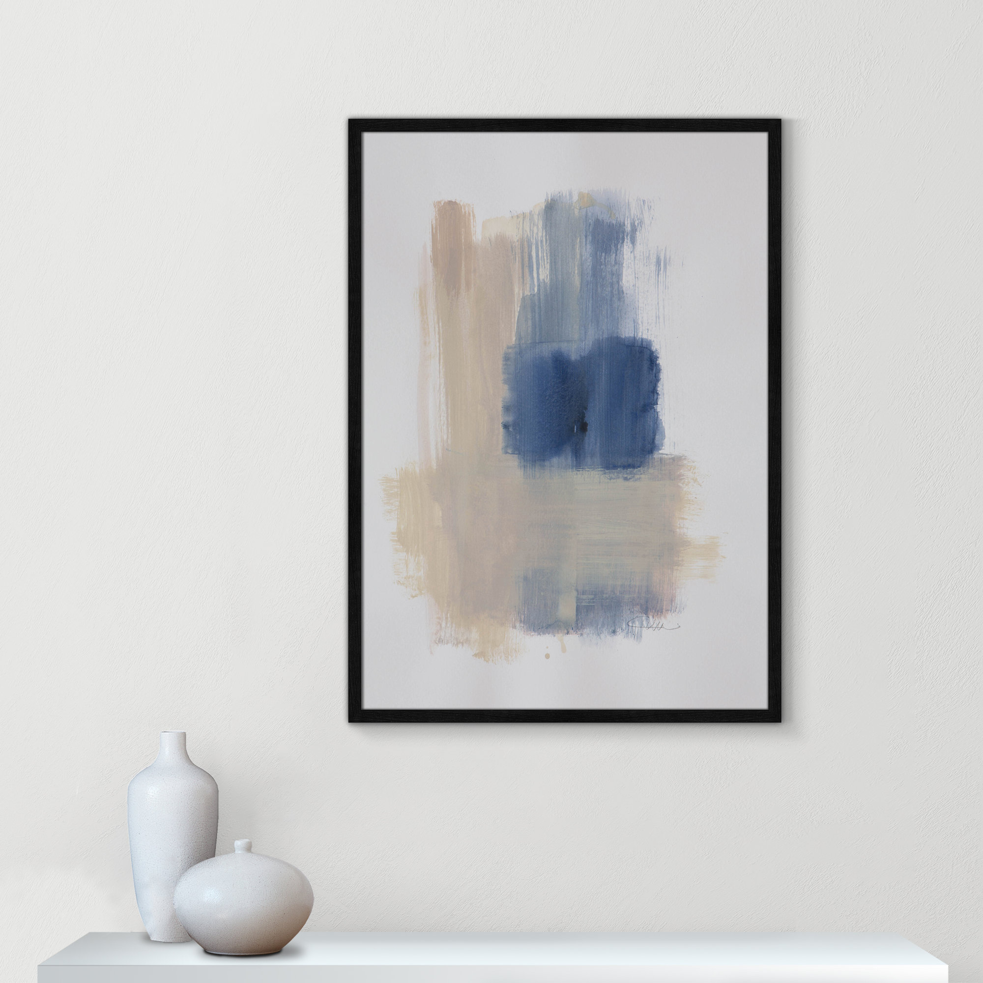 Powder Room Wash III by Casa Fine Arts, Black Slim Frame Unmatted, 35.5" H x 25.5" W x 1.25" D  