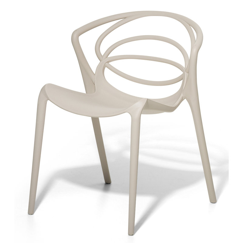 Stacking Patio Dining Side Chair, Beige