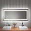 Miroir de salle de bain sans cadre à lumière DEL antibuée avec rétroéclairage et sans cadre-91383708