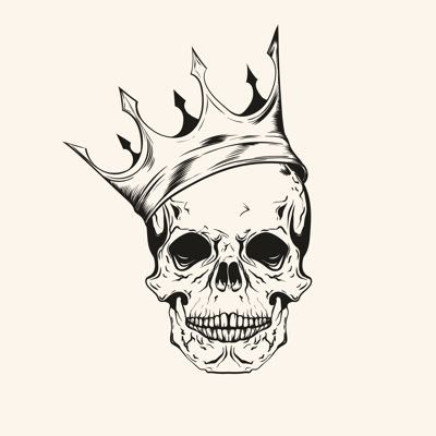 Scull With Crown by I_panki - Wrapped Canvas Print