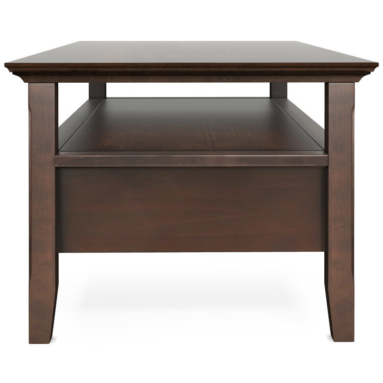  Acadian Solid Wood Coffee Table Rectangle Transitional Brunette Brown