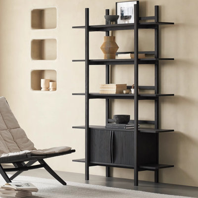 Vitrine moderne en bois massif noir minimaliste