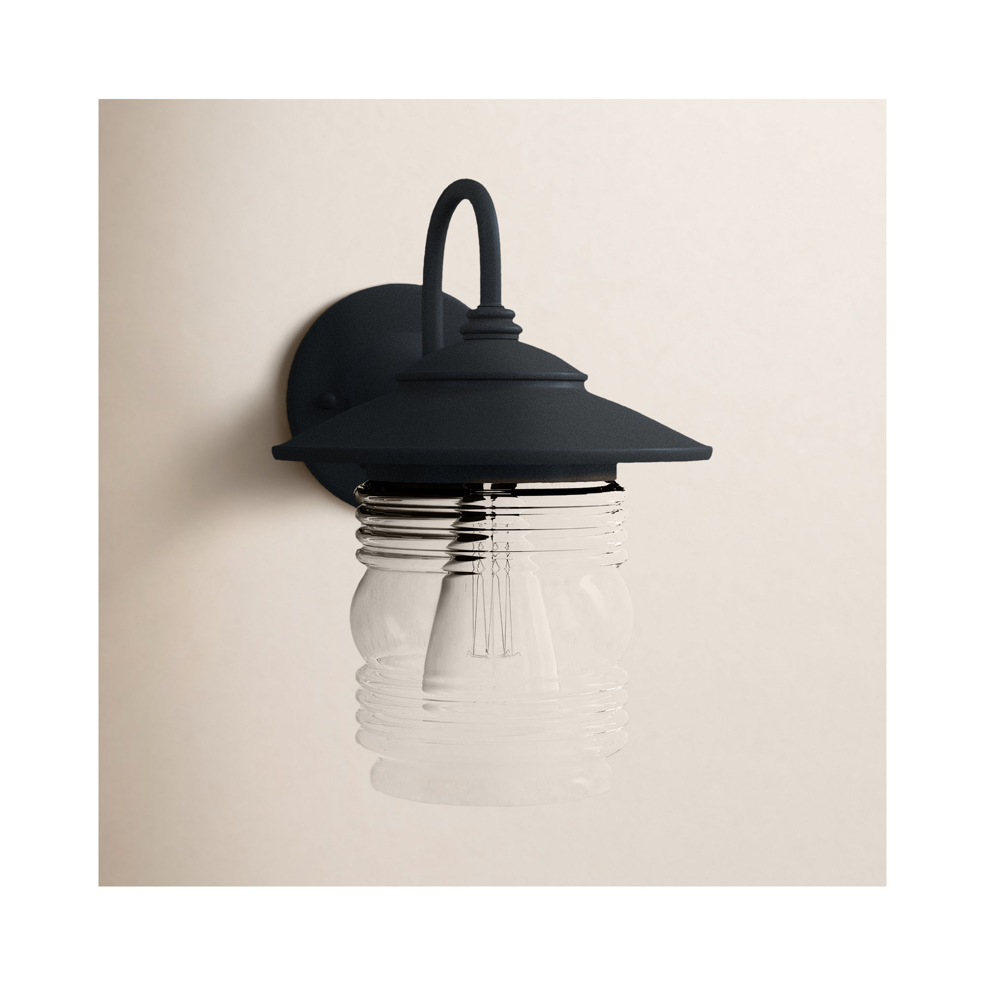 Single Light Cylinder Outdoor Wall Light, Black