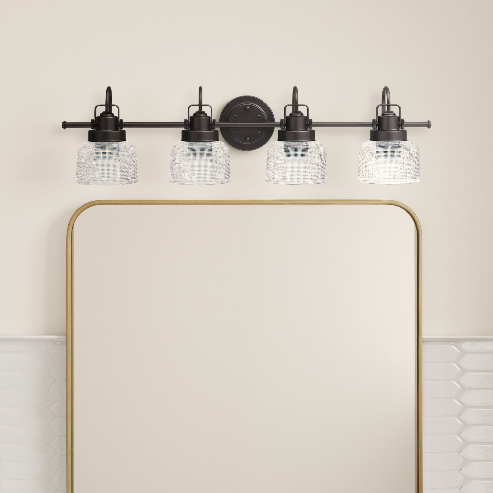 Rosser 4 Light Transparent Dimmable Vanity Light, Venetian Bronze