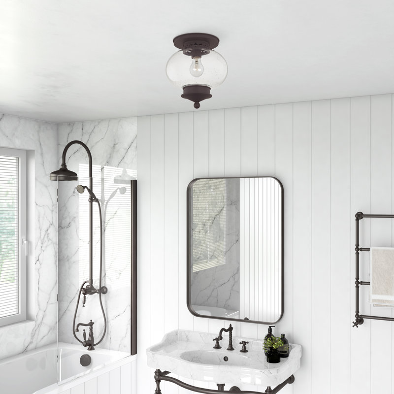 Shielo Glass Flush Mount, Bronze