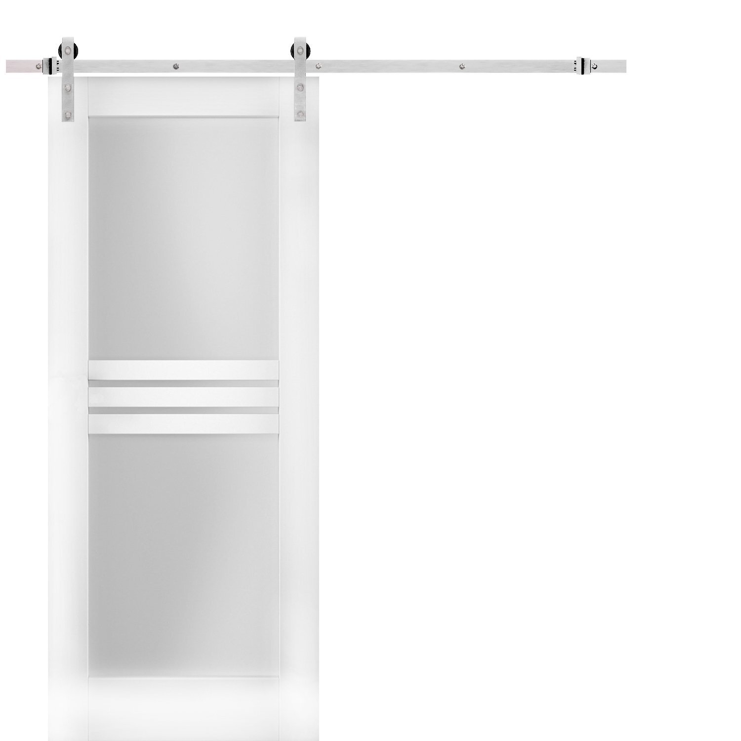 VDomDoors Mela Frosted Glass Barn Door with Installation Hardware Kit ...