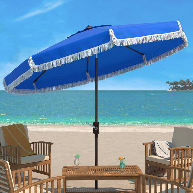 Argentina 100.79'' Tilt Beach Umbrella, Pacific Blue/White