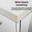 36 po L x P 22 po. Meuble-lavabo blanc brillant avec comptoir en quartz, robinet, miroir à DEL rayé et teint-121054617
