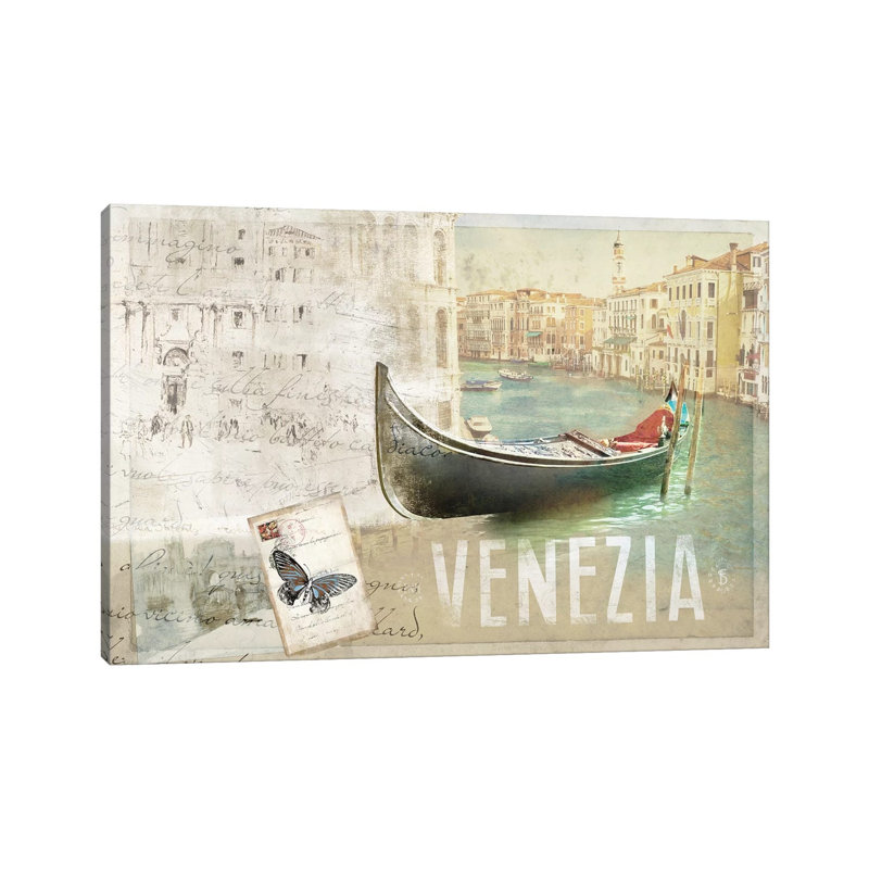 Venezia Butterfly - Wrapped Canvas Painting, 30.48 cm H x 45.72 cm W
