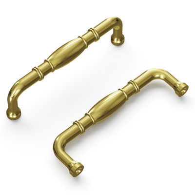 Williamsburg Collection Pull -  3-3/4" Center to Center Cabinet Pull Polished Brass - Farmhouse Hardware for Drawers & Cabinets